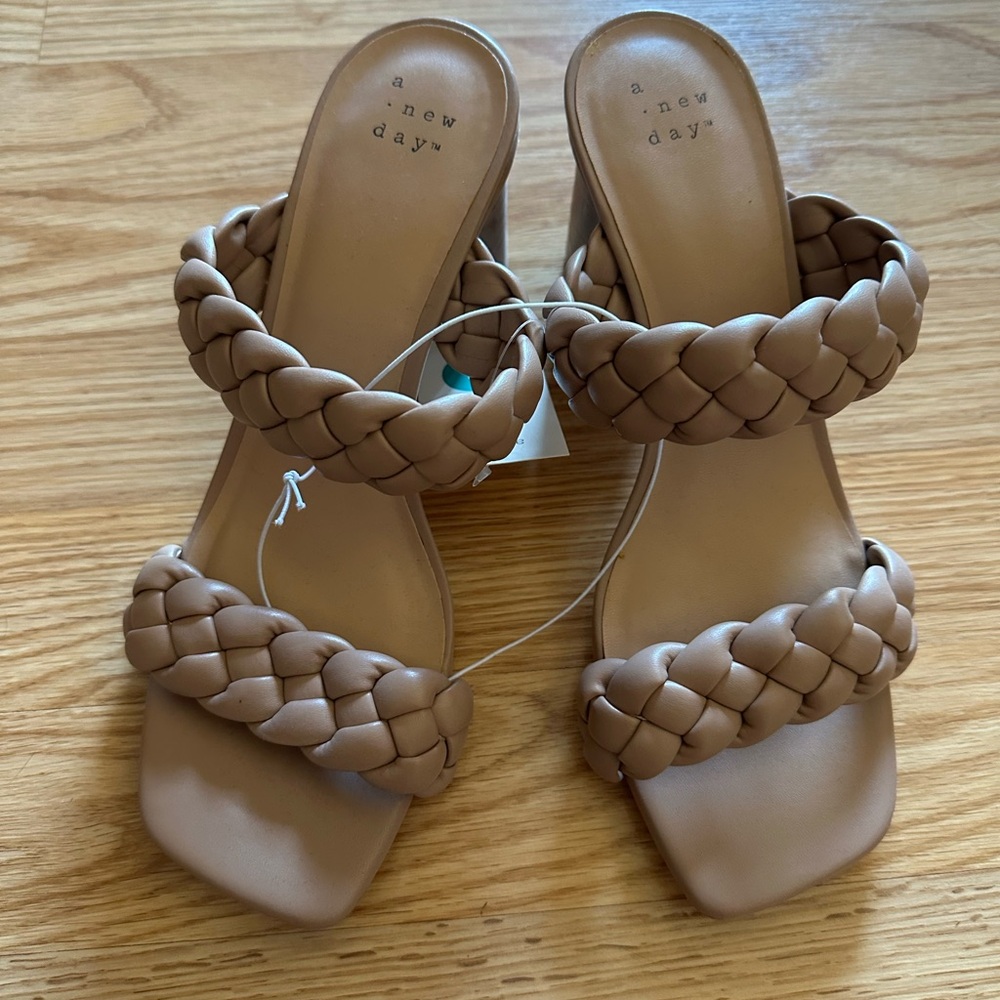 A New Day Tan Braided Slide Sandals